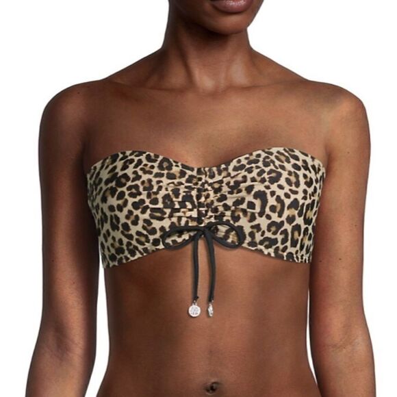 DKYN Leopard-Print Bandeau Bikini Top - Picture 1 of 6